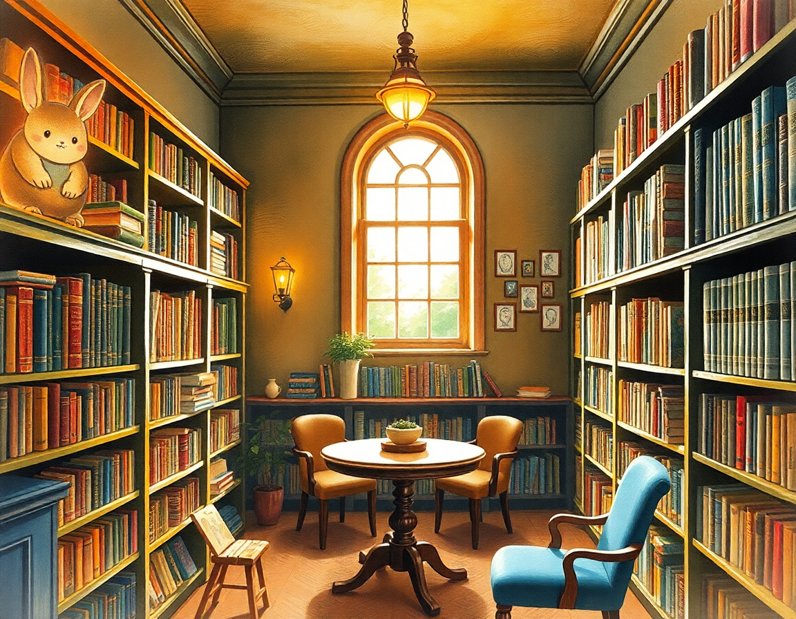 Library golden light